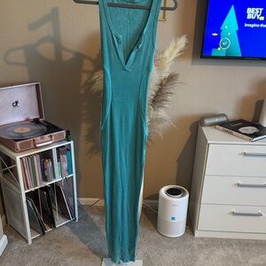 Fashion Nova Teal Backless Dress